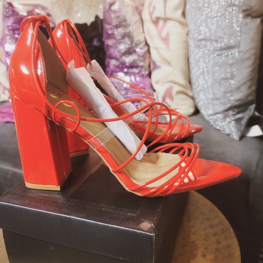 Red String Up Heels - image 2